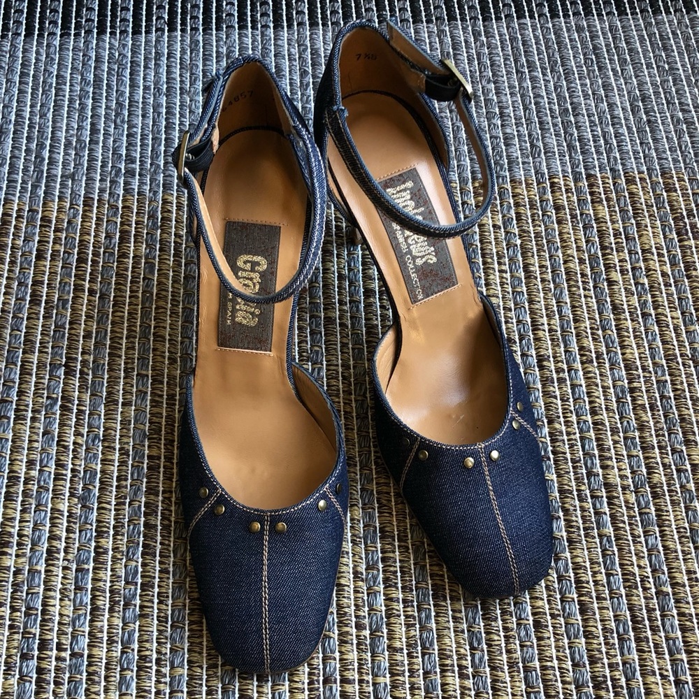 New Ingledews blue denim Mary Jane heels shoes 7.5